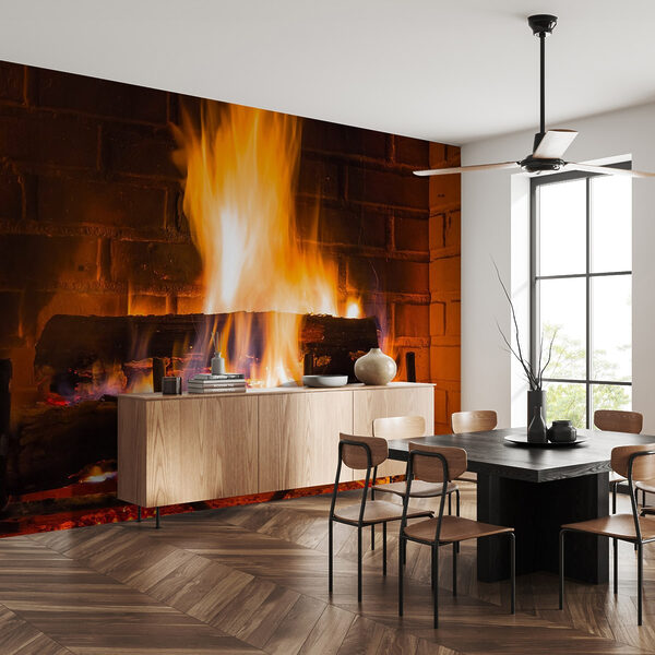 Fire in a fireplace Fire in a fireplace