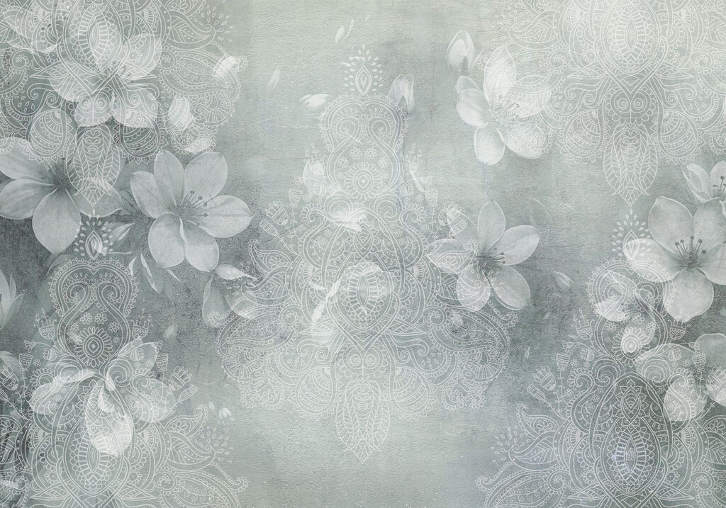 White flowers on a grey background White flowers on a grey background