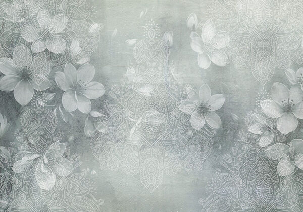 White flowers on a grey background White flowers on a grey background