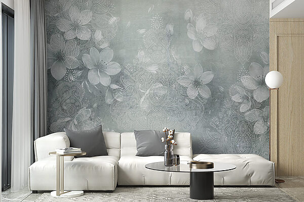 White flowers on a grey background White flowers on a grey background
