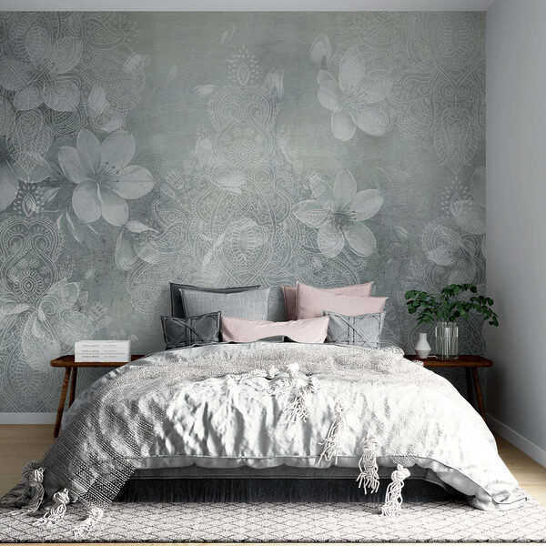 White flowers on a grey background White flowers on a grey background