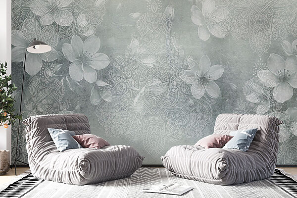 White flowers on a grey background White flowers on a grey background