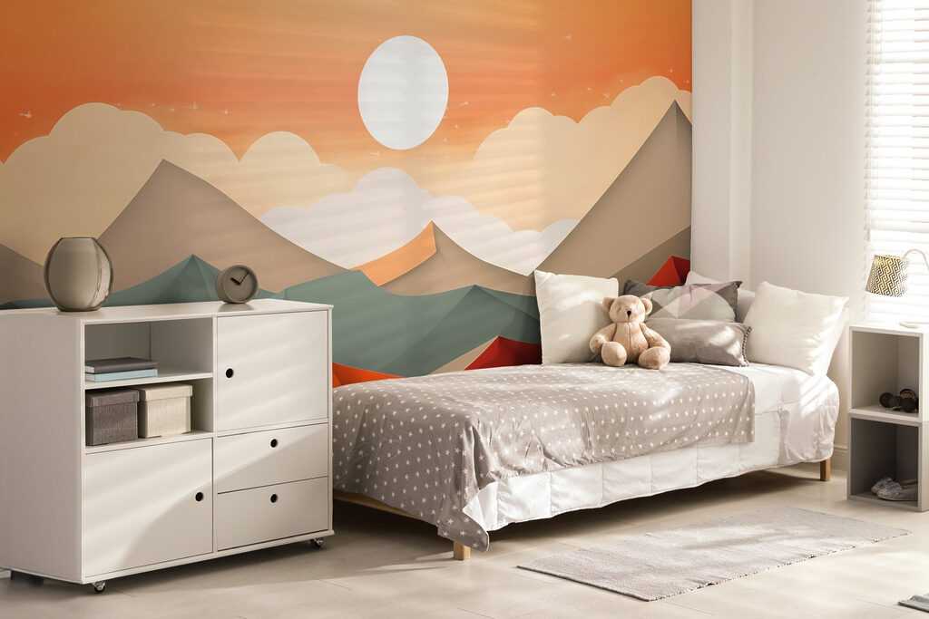 Mountain range with orange and grey hills Mountain range with orange and grey hills