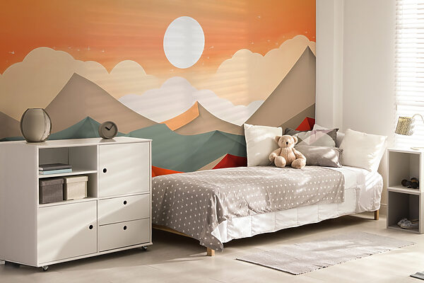 Mountain range with orange and grey hills Mountain range with orange and grey hills