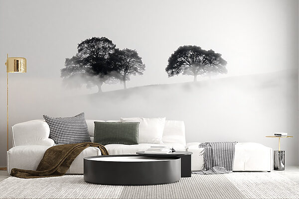 Group of trees in the fog Group of trees in the fog