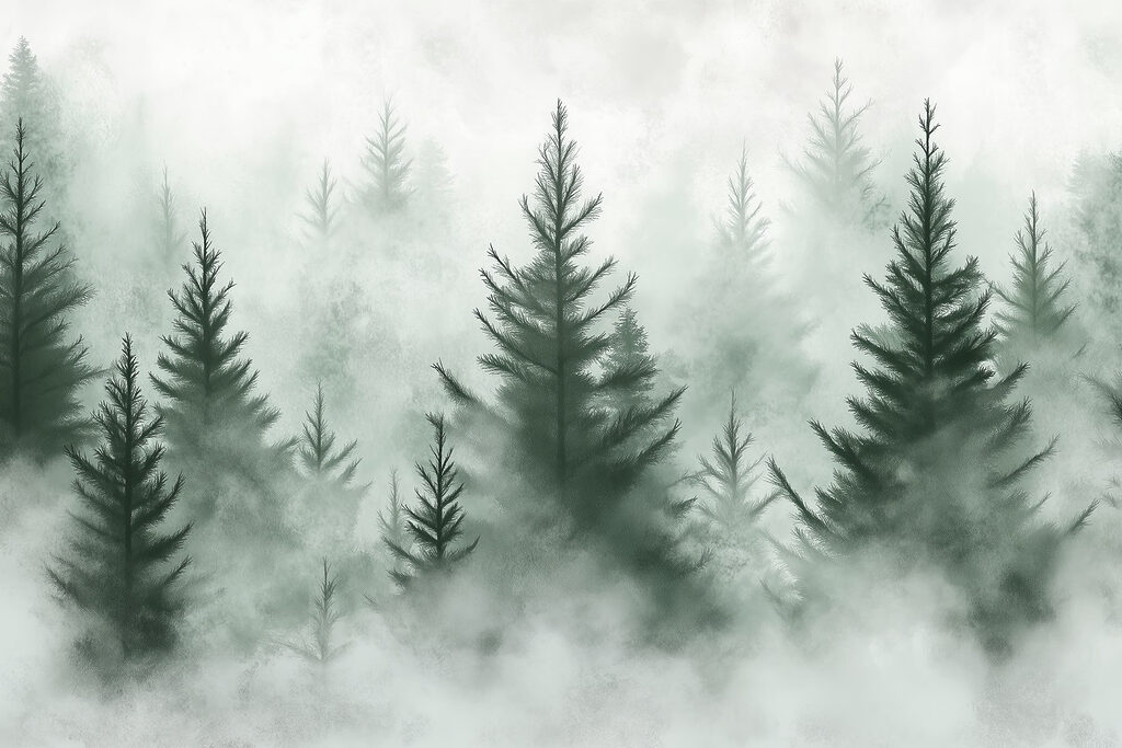 Group of trees in the fog Group of trees in the fog