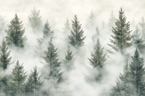 Group of trees with fog Group of trees with fog