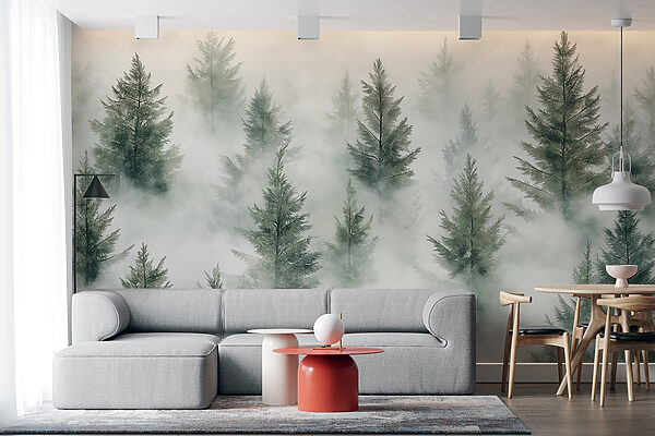 Group of trees with fog Group of trees with fog