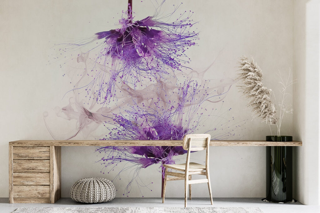 Purple flowers with purple splatters Purple flowers with purple splatters