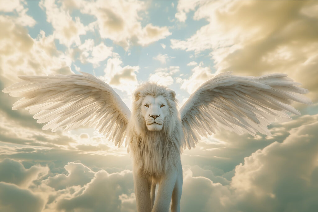 Lion with wings in the sky Lion with wings in the sky