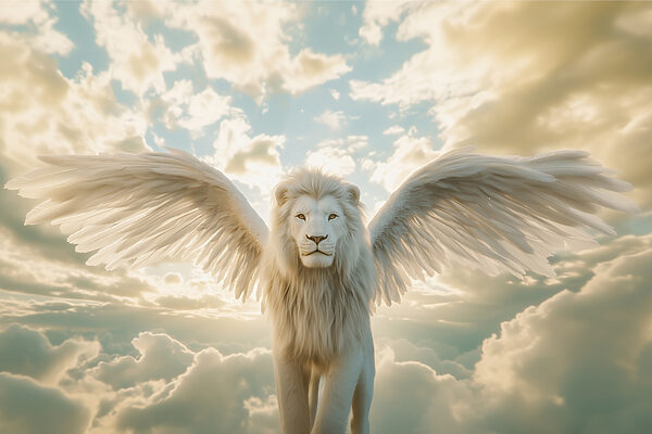 Lion with wings in the sky Lion with wings in the sky