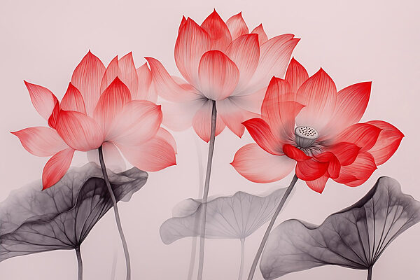 Group of pink flowers with leaves Group of pink flowers with leaves