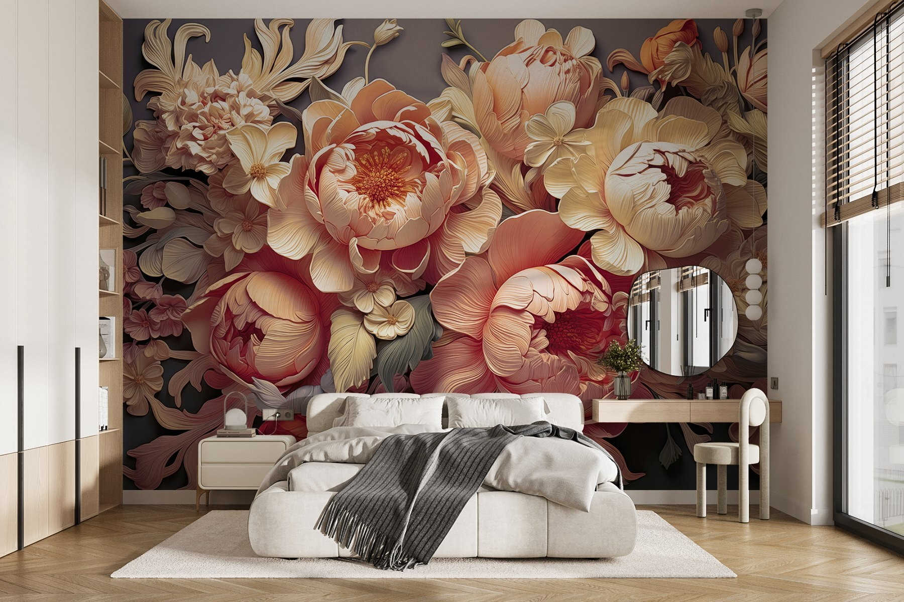 Group of flowers on a gray background