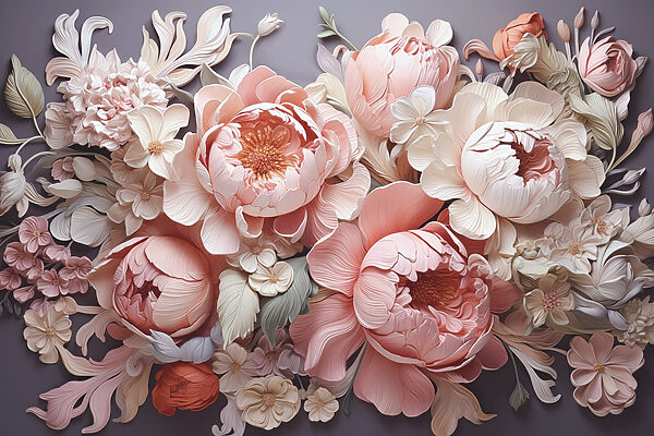 Group of flowers on a gray background Group of flowers on a gray background