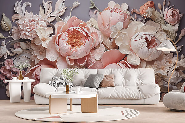 Group of flowers on a gray background Group of flowers on a gray background