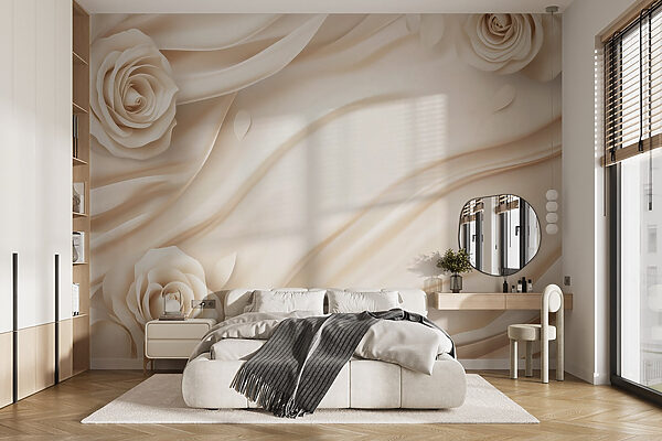 White roses on a white cloth White roses on a white cloth
