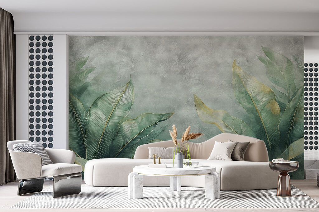 Serene green leaf arrangement backdrop