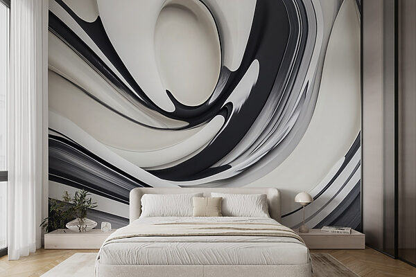 Wall murals Black and white swirly design (SKU: w02236) Wall murals Wall murals Black and white swirly design (SKU: w02236)