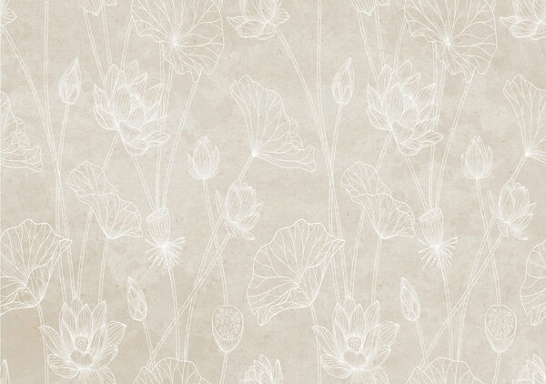 White line drawing of flowers White line drawing of flowers