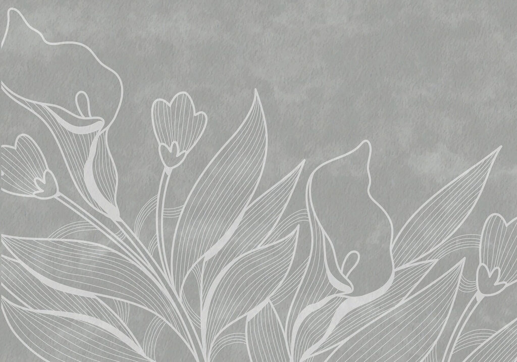 White line drawing of flowers White line drawing of flowers