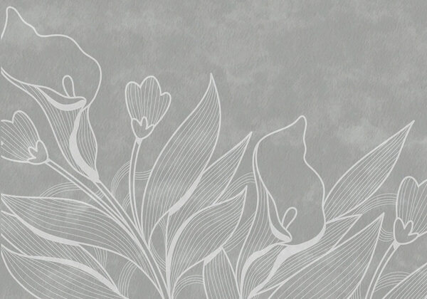 White line drawing of flowers White line drawing of flowers