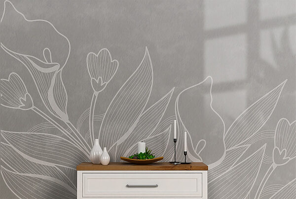 White line drawing of flowers White line drawing of flowers