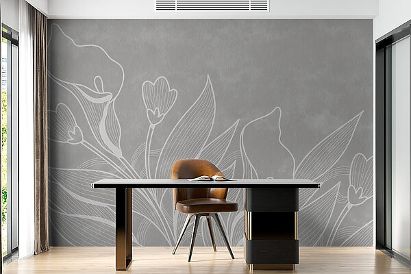 White line drawing of flowers White line drawing of flowers