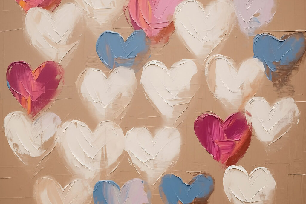 Colorful hearts on a textured background Colorful hearts on a textured background