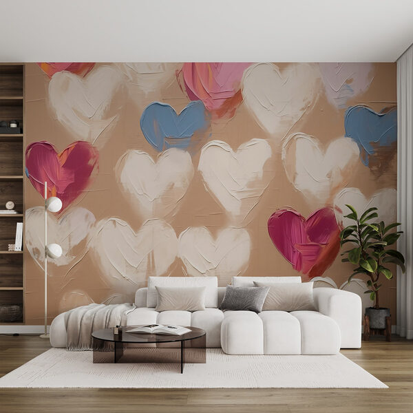 Colorful hearts on a textured background Colorful hearts on a textured background