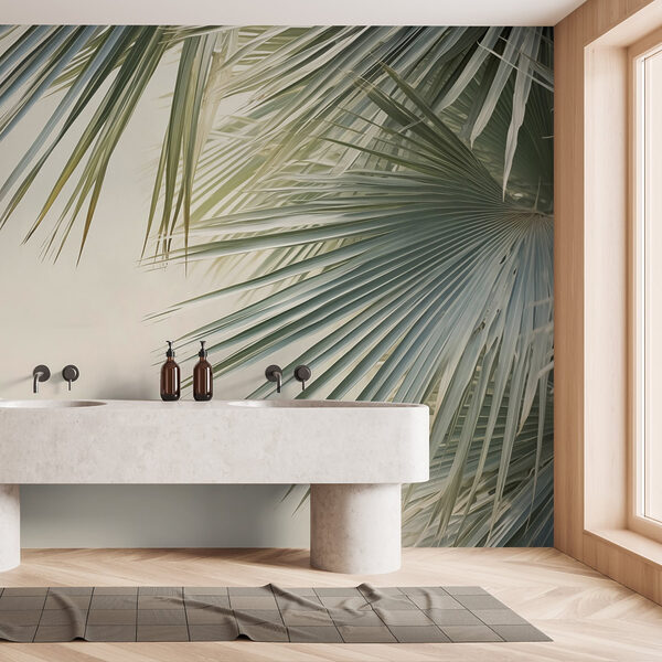 Delicate palm fronds gently swaying Delicate palm fronds gently swaying