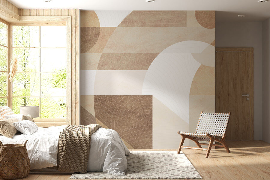 Abstract shapes and muted tones blend. Abstract shapes and muted tones blend.