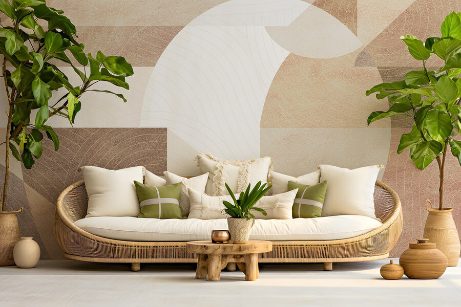 Abstract shapes and muted tones blend. Abstract shapes and muted tones blend.