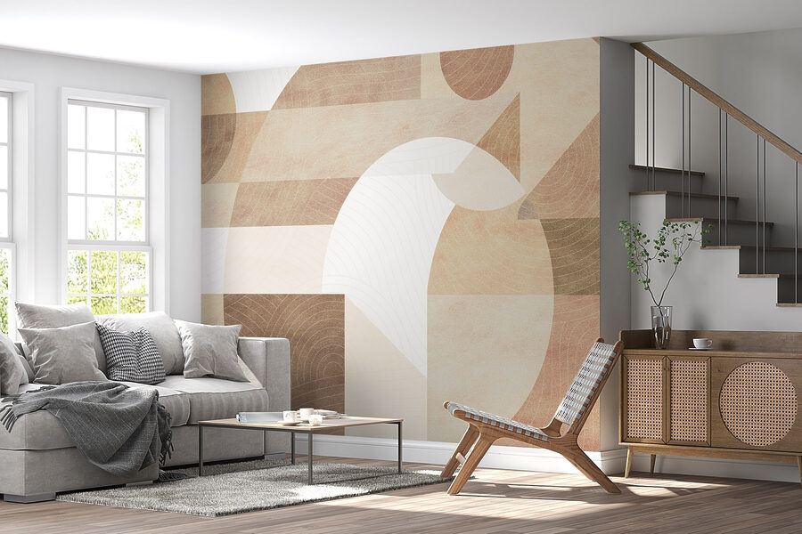 Abstract shapes and muted tones blend. Abstract shapes and muted tones blend.