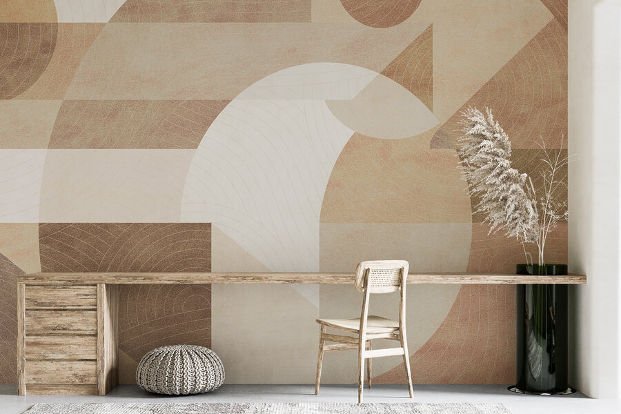 Abstract shapes and muted tones blend. Abstract shapes and muted tones blend.