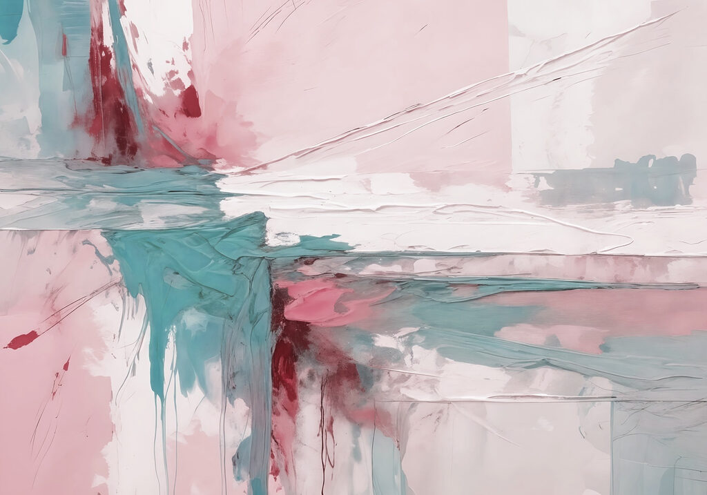 Painting of a pink and blue color Painting of a pink and blue color