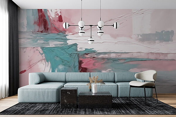 Painting of a pink and blue color Painting of a pink and blue color