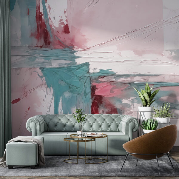 Painting of a pink and blue color Painting of a pink and blue color