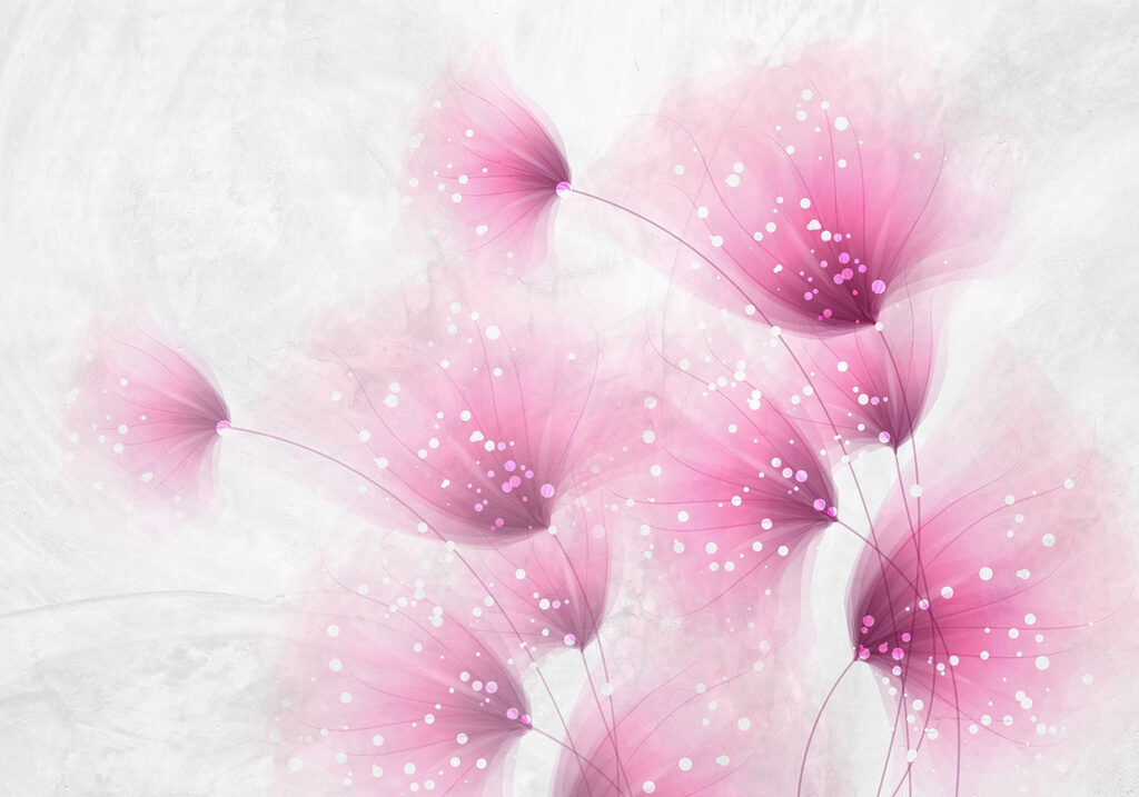 Pink flowers with white dots Pink flowers with white dots