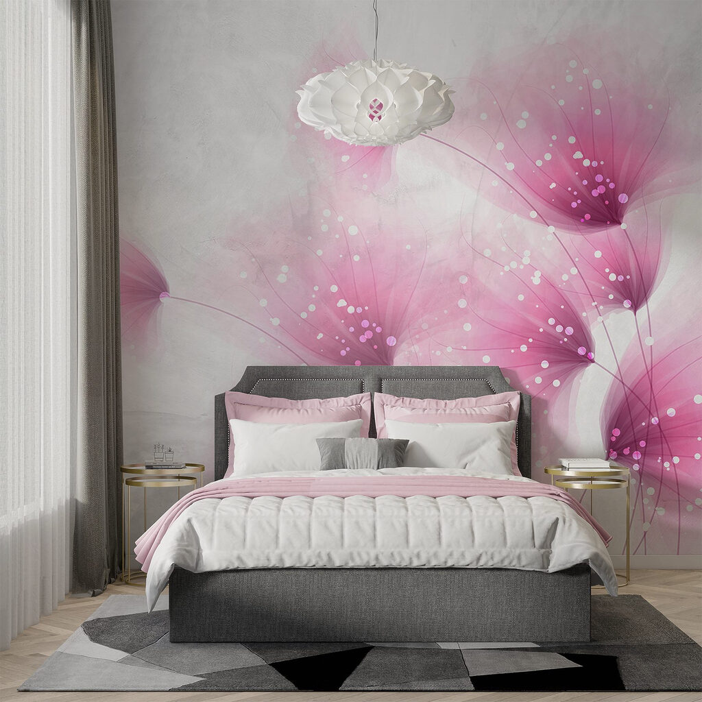 Pink flowers with white dots