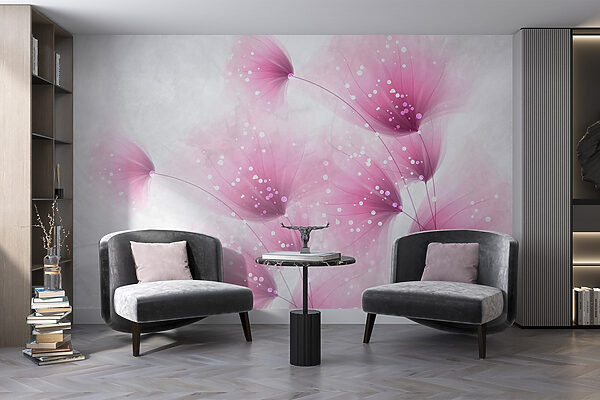 Pink flowers with white dots Pink flowers with white dots