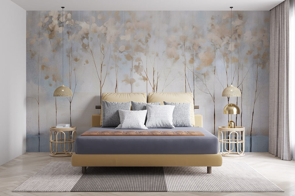 Painting of trees in a row Painting of trees in a row