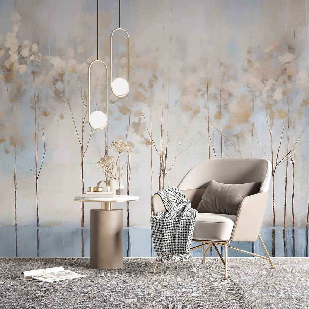 Painting of trees in a row Painting of trees in a row