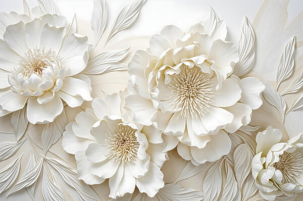 White flowers with leaves White flowers with leaves