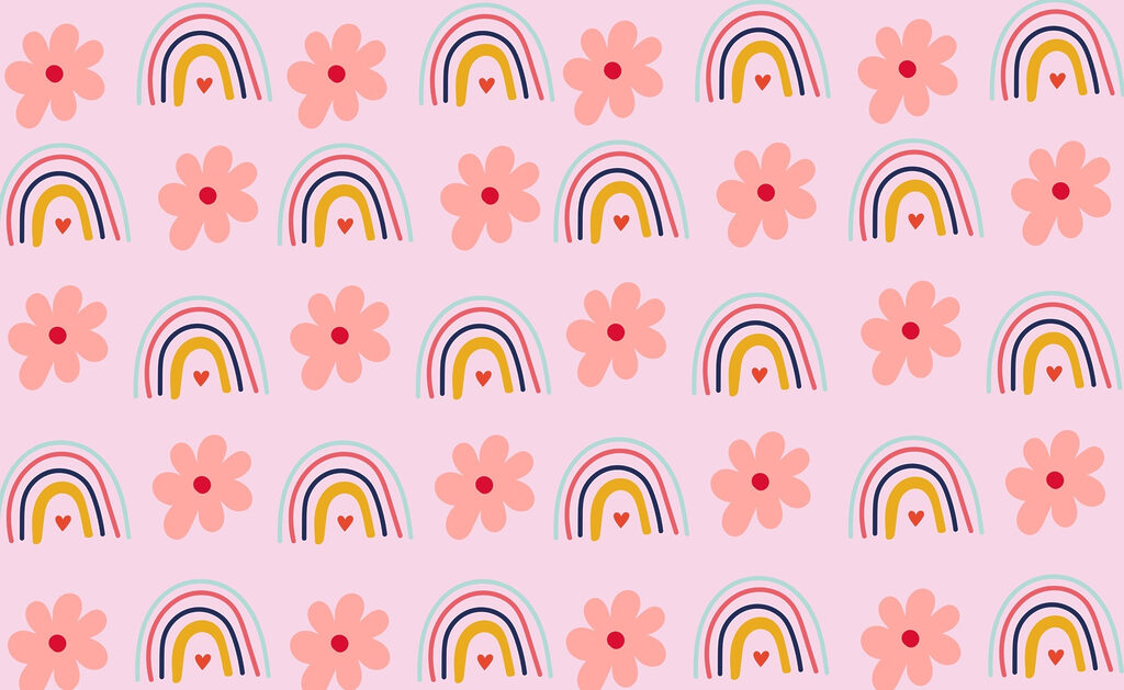 Pattern of flowers and rainbows Pattern of flowers and rainbows