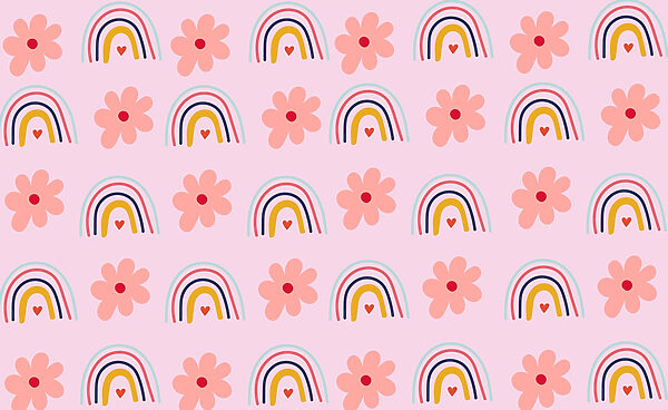 Pattern of flowers and rainbows Pattern of flowers and rainbows