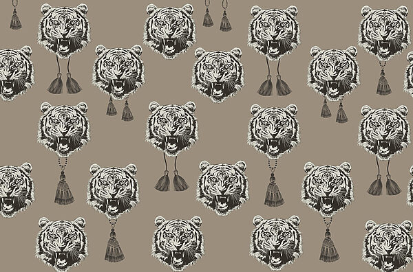 Pattern of tiger heads with tassels Pattern of tiger heads with tassels