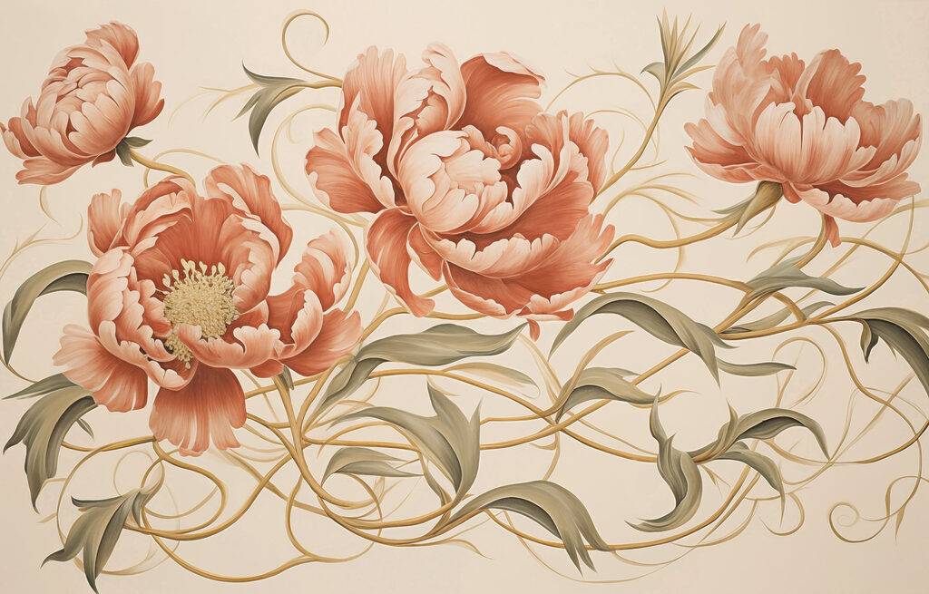 Painting of flowers and vines Painting of flowers and vines