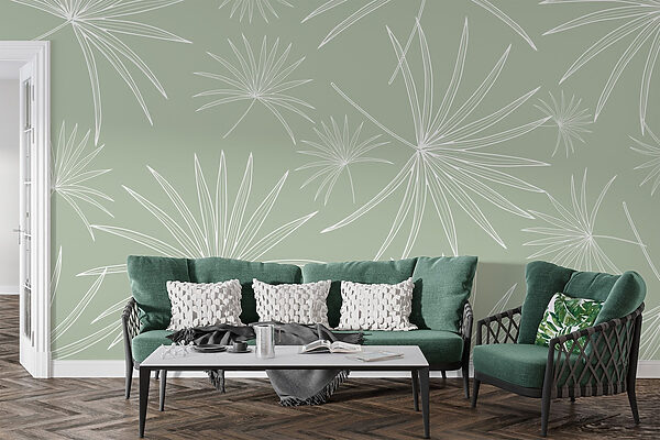 Pattern of white leaves on a green background Pattern of white leaves on a green background
