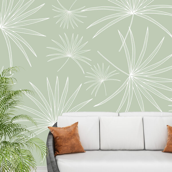 Pattern of white leaves on a green background Pattern of white leaves on a green background