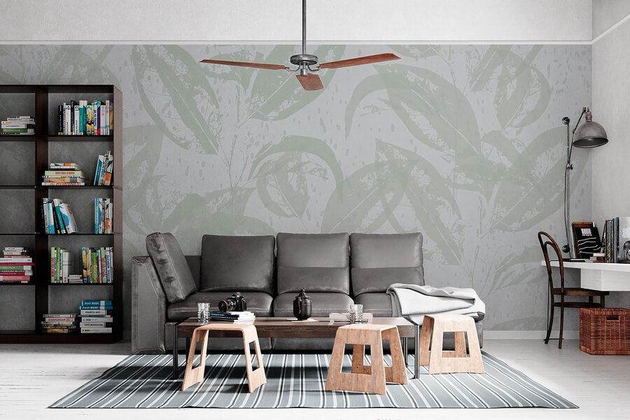 Pattern of leaves on a white background